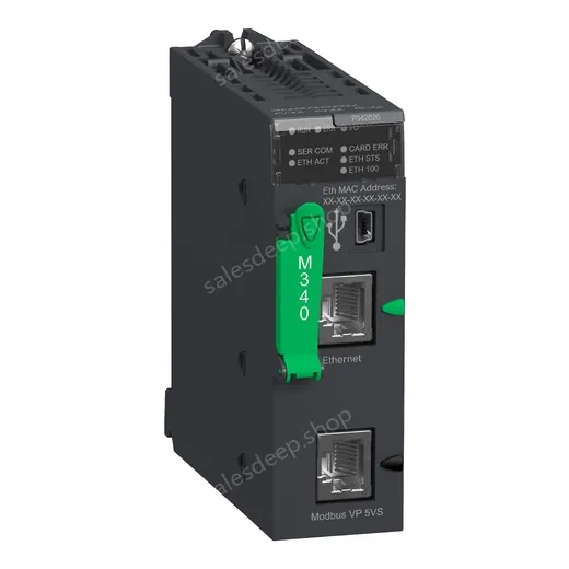 BMXP342020 processor module M340, max 1024 discrete and 256 analog I/O, Modbus, Ethernet